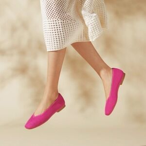 VIVAIA Square-Toe V-Cut Flats Pink size EU/40.5W US/9-9.5W